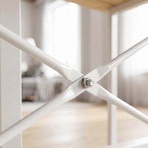 Bureau pliable compact sur roulettes pour petits espaces – Effet chêne et blanc