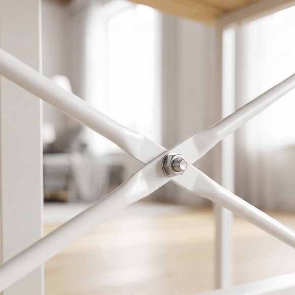 Bureau pliable compact sur roulettes pour petits espaces – Effet chêne et blanc