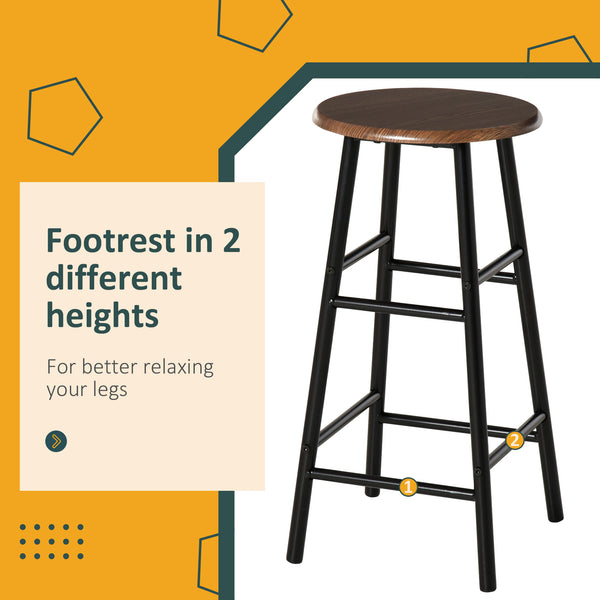 3-piece high table set including a storage shelf and a footrest in metal, black and oak. 