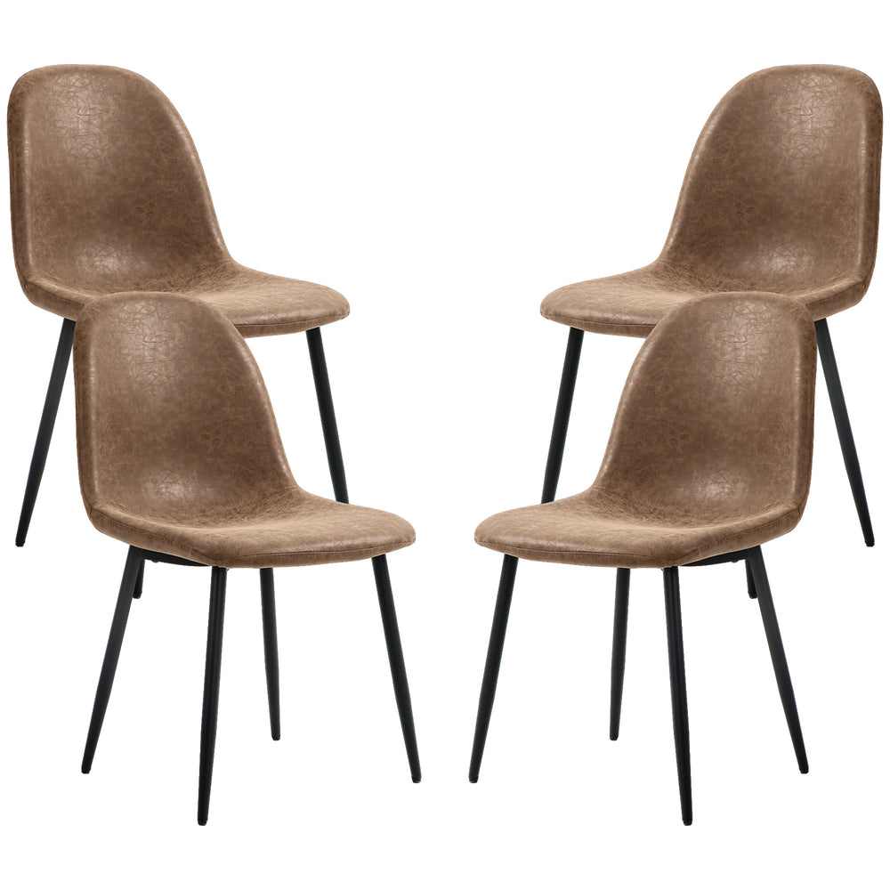 Lot de 4 chaises de salle à manger rétro rembourrées en cuir synthétique