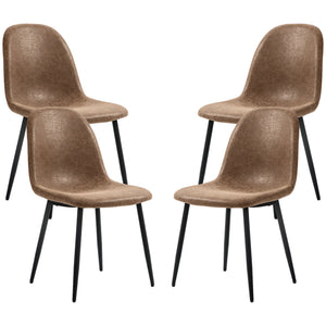 Lot de 4 chaises de salle à manger rétro rembourrées en cuir synthétique