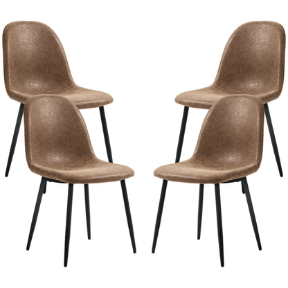 Lot de 4 chaises de salle à manger rétro rembourrées en cuir synthétique