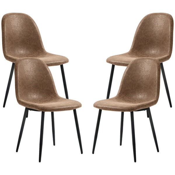 Lot de 4 chaises de salle à manger rétro rembourrées en cuir synthétique