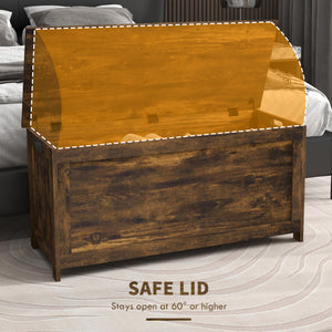 Coffre de rangement avec 2 charnières de sécurité, marron rustique