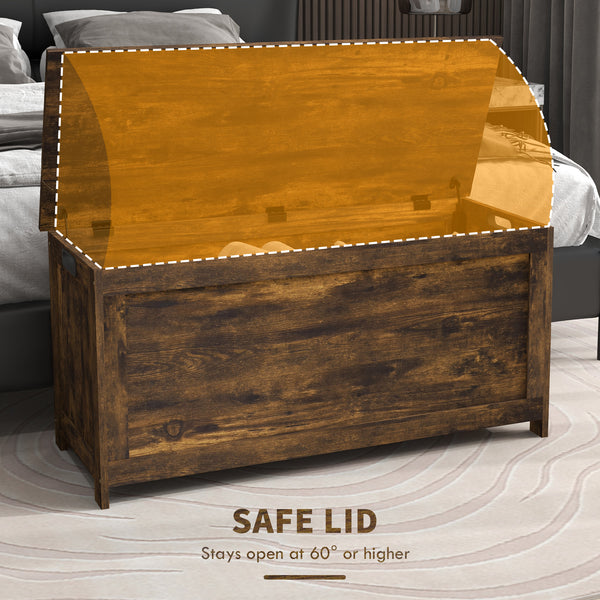 Coffre de rangement avec 2 charnières de sécurité, marron rustique