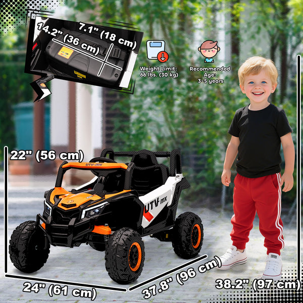 Voiture électrique 12 V avec télécommande, UTV électrique à batterie avec suspension à ressorts, orange