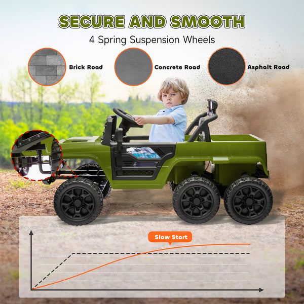 Voiture électrique 12V 4 roues motrices / 2 roues motrices pour enfants avec télécommande, vert foncé