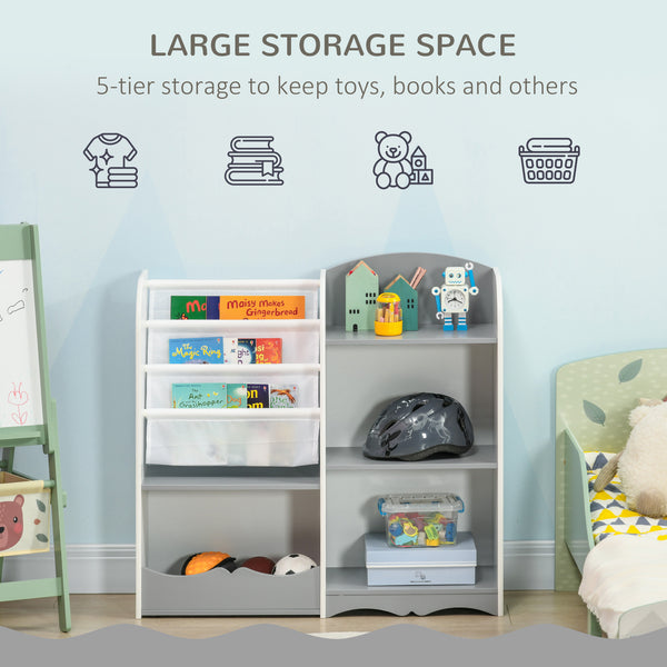 Kids Toy Storage Shelf for Bedroom, Playroom, Nursery, Gray
