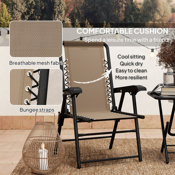 Outdoor folding metal table and chairs set with cup holders