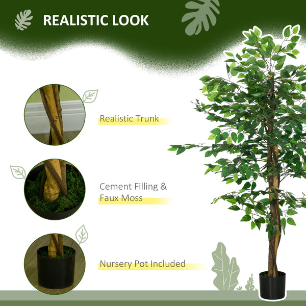 Artificial Ficus, 1.5m tall, artificial indoor plant with pot, for interior decoration