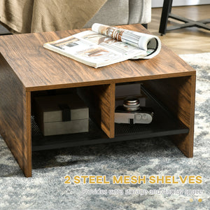 Ensemble de 2 tables basses carrées, marron