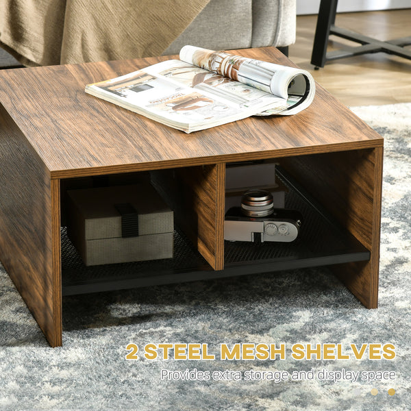 Ensemble de 2 tables basses carrées, marron