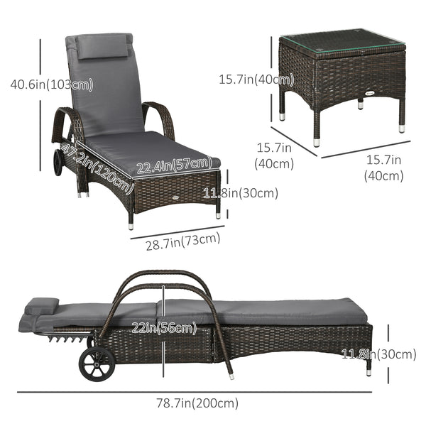 3-piece resin wicker set with table and 2 lounge chairs 