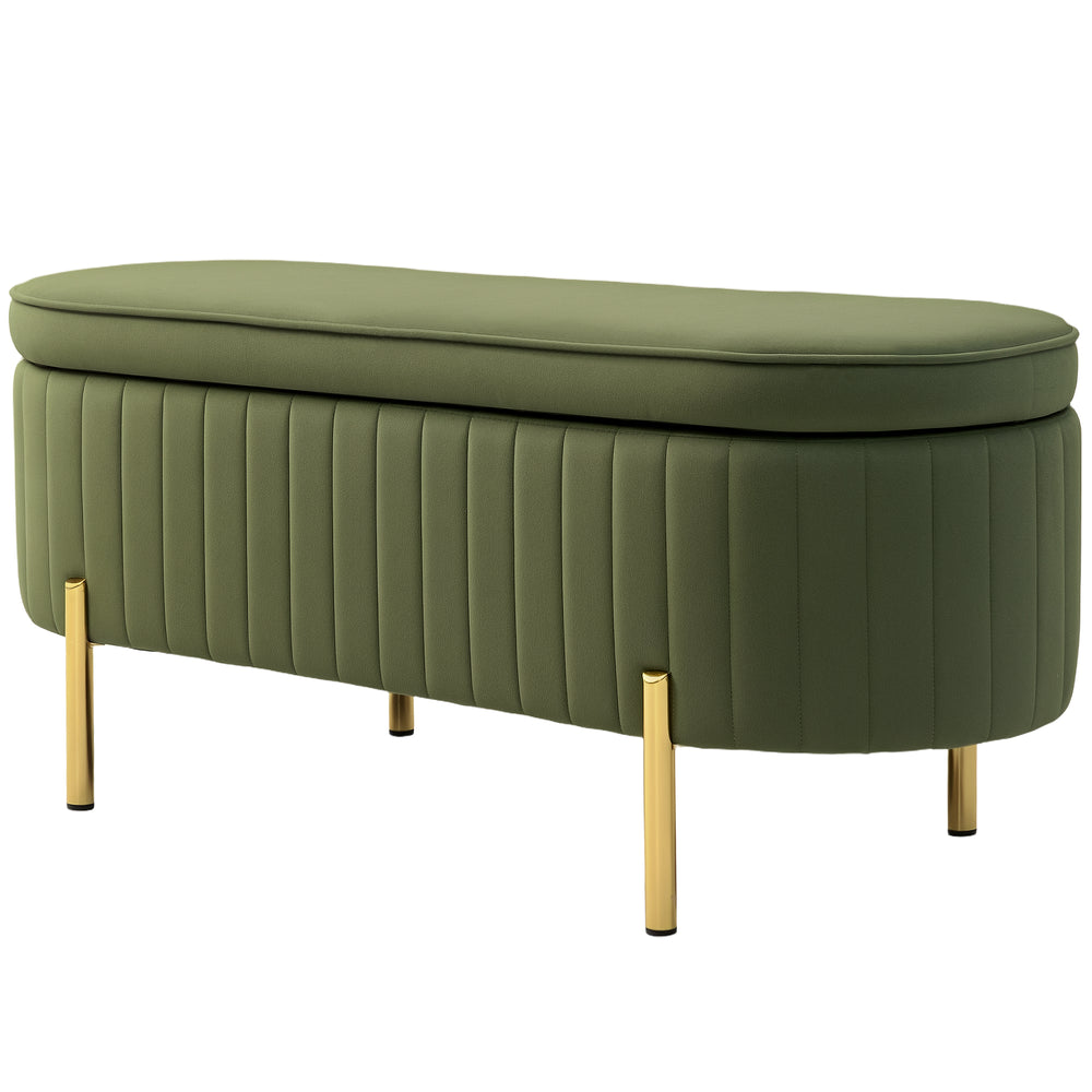 Banc de chambre rembourré capitonné avec pieds en métal, vert foncé