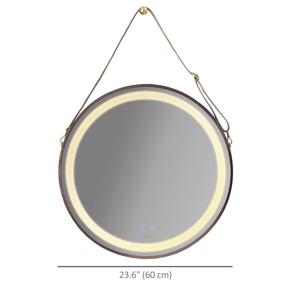 Round Dimmable Anti-Fog LED Bathroom Mirror, Rose Gold