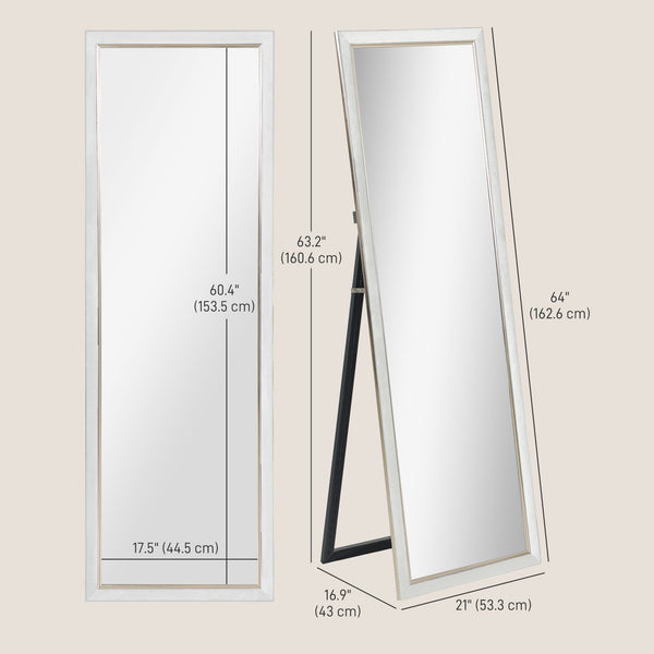 Standing or wall-mounted mirror with frame, white