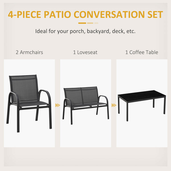 4-piece garden furniture set, dark grey