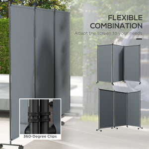 Paravent pliable avec roulettes, gris