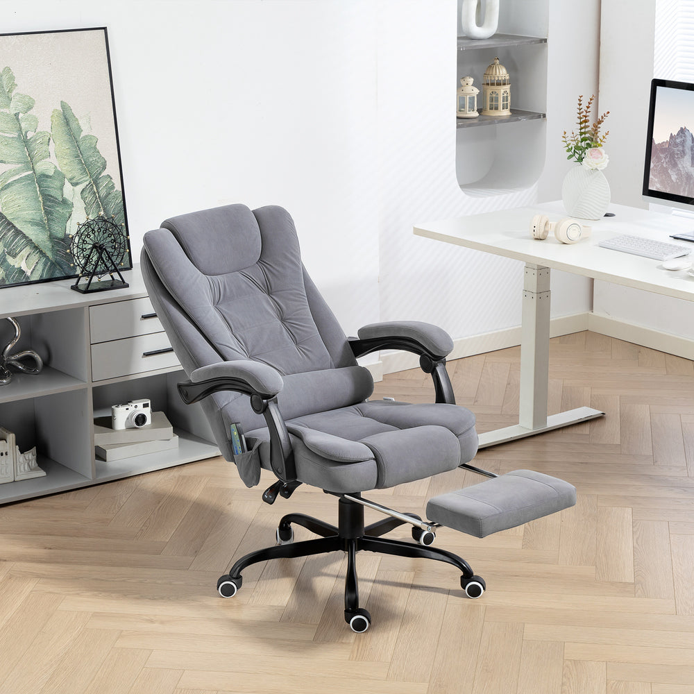Fauteuil de massage vibrant à 7 points avec repose-pieds, gris