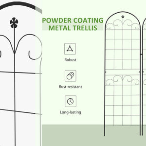 Lot de 2 treillis de jardin pour plantes grimpantes, métalliques d'extérieur pour terrasse