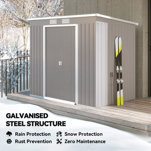 Galvanized steel garden shed with foundation kit - Grey