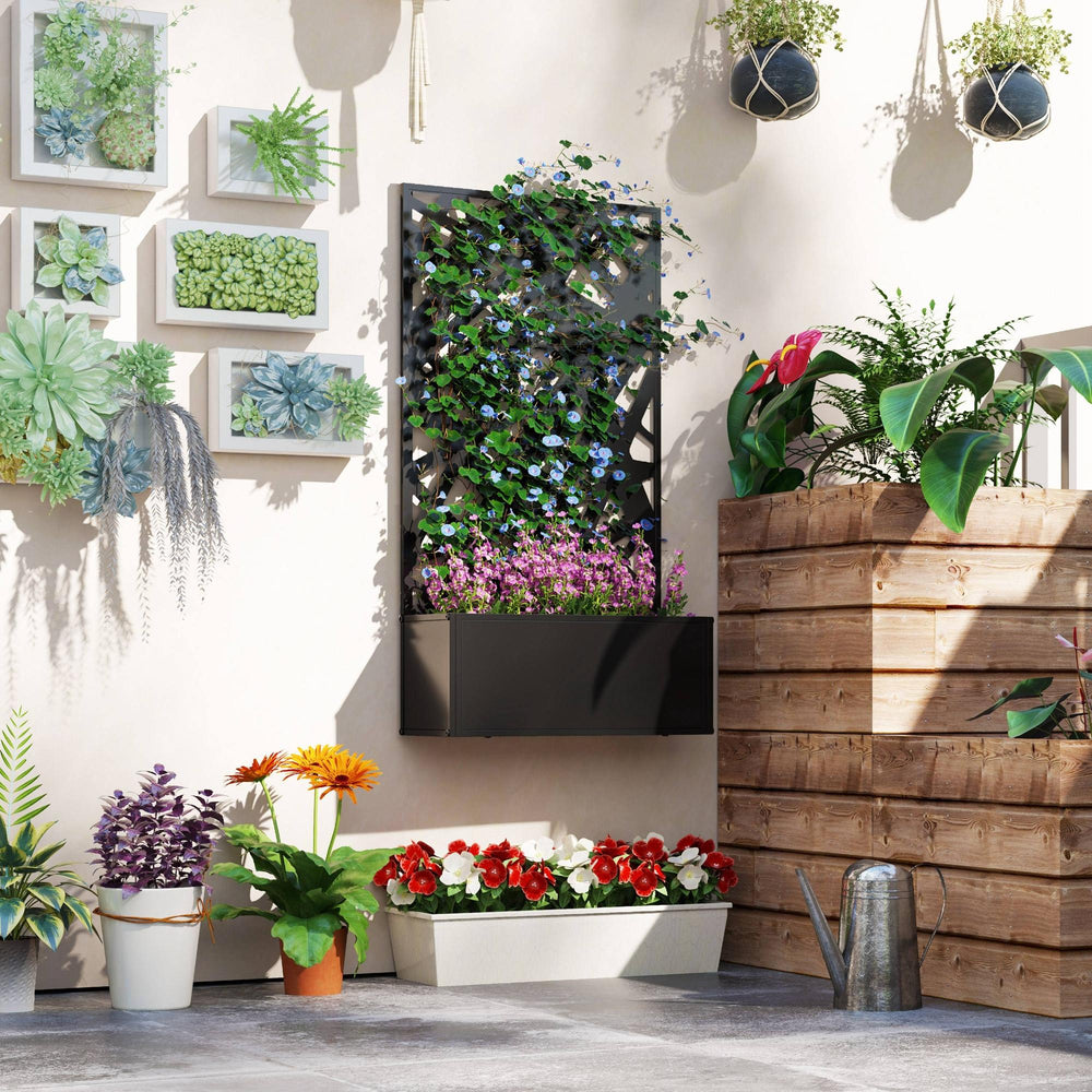 Raised planter with freestanding trellis 