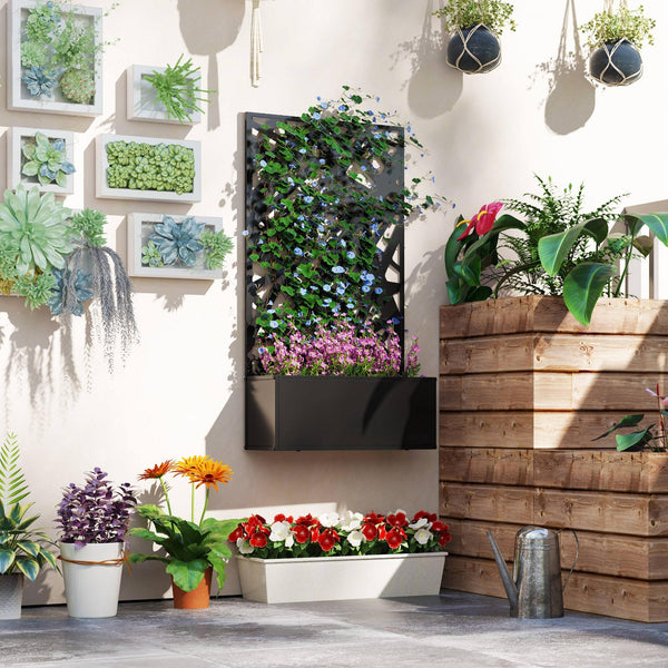 Raised planter with freestanding trellis 