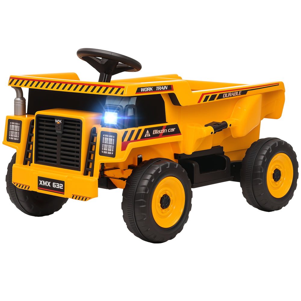 Camion-benne 12 V avec benne basculante électrique et télécommande, jaune