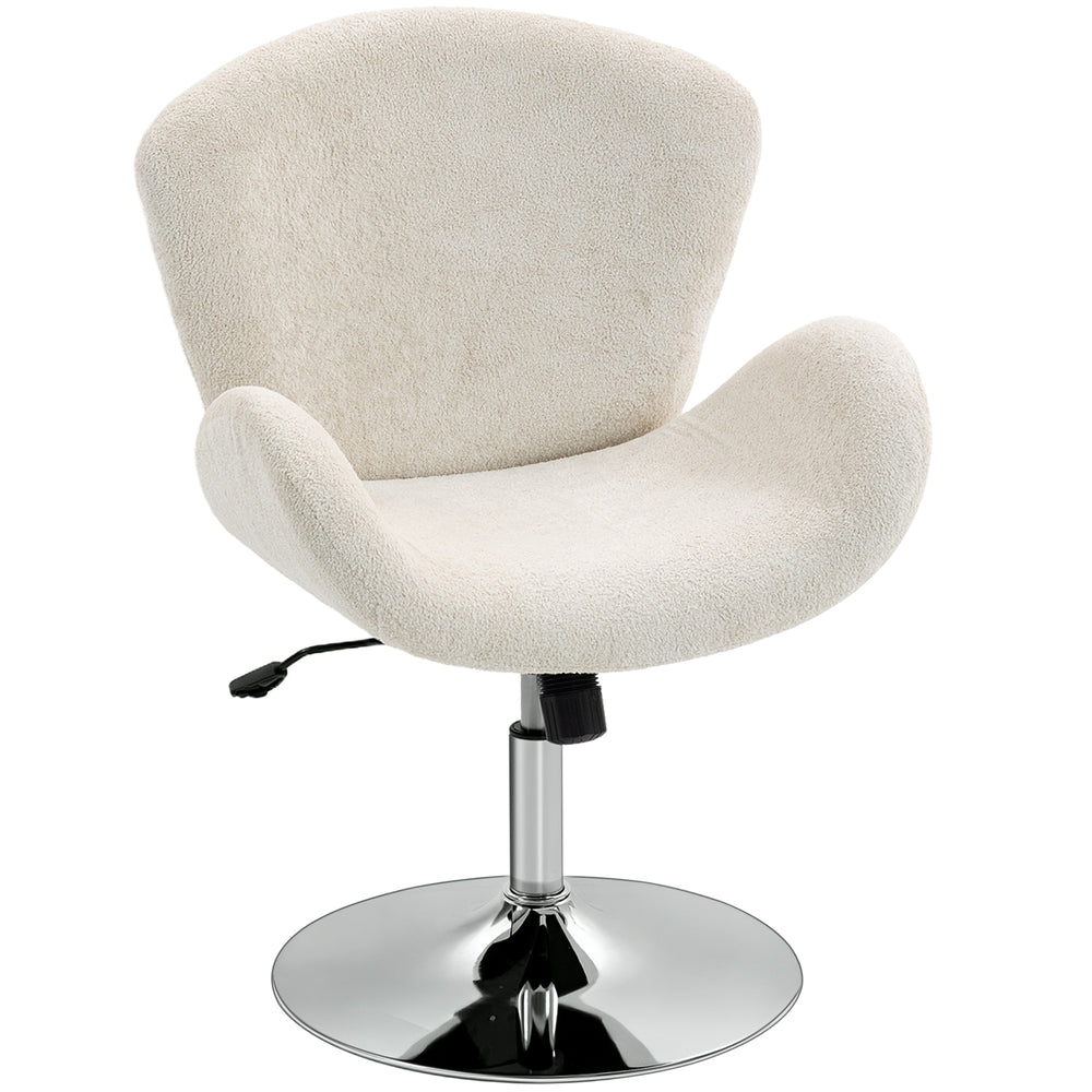 Fauteuil de bureau pivotant en velours avec assise large, blanc crème