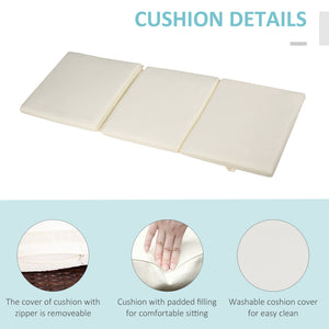 Chaise longue en osier avec dossier réglable sur 5 niveaux, blanc crème