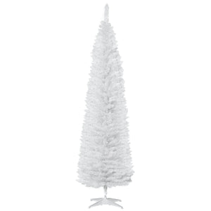 Sapin de Noël artificiel blanc de 7 pieds mince avec support en métal robuste