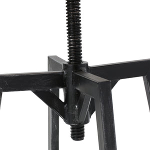 Tabouret de bar réglable en métal avec assise en bois, pivotant à 360°, noir antique