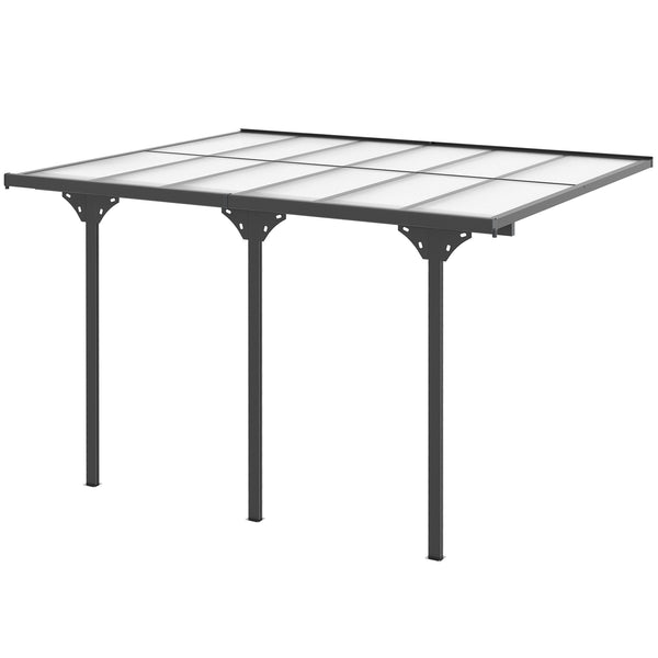 Pergola 10 x 12 avec toit rigide en polycarbonate, hauteur réglable, grise