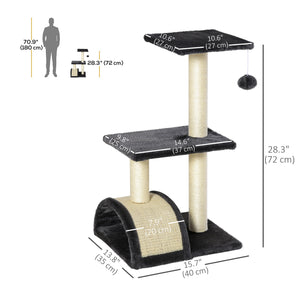71cm Cat Tree with Scratching Post, Mat and Ball for Indoor Cats, Grey