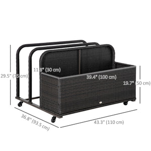 Rangement roulant pour piscine, marron