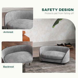 Dog sofa with soft cushion, removable and washable cover, grey