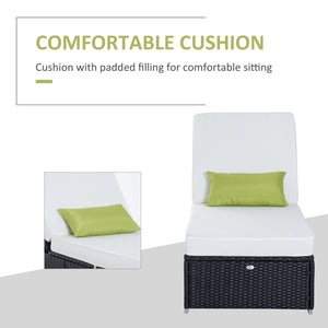 Chaise longue simple en rotin synthétique, cadre en aluminium, avec dossier inclinable réglable, couleur crème