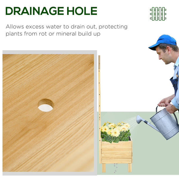 Raised planter in aged wood with trellis