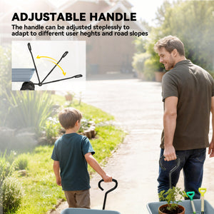 Steel Garden Cart with Handle and 10" Pneumatic Tires, Utility Wagon Cart for Garden Patio Lawn, 551lbs Capacity, Gray