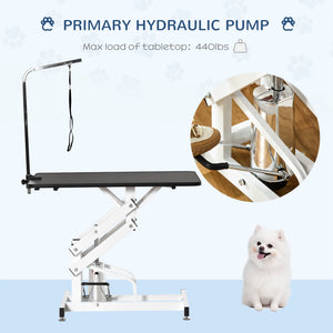 Adjustable Height Pet Grooming Table with Arm, Leash, and Non-Slip Surface, Black
