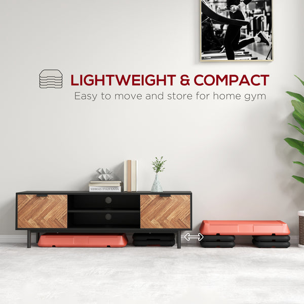 Stepper d'aérobic réglable, 3 niveaux avec rehausseurs 4", 6", 8", rouge