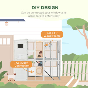 Large white wooden cat house