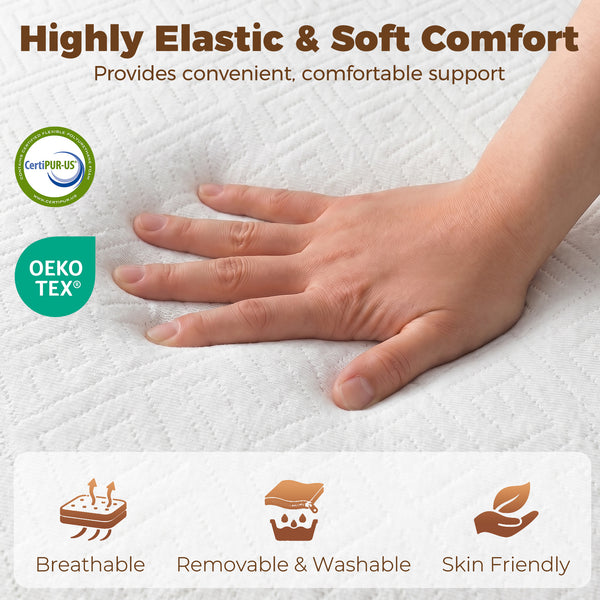 Matelas simple Twin pliable 3 sections de 6 po avec mousse mémoire au gel rafraîchissant – Blanc et gris