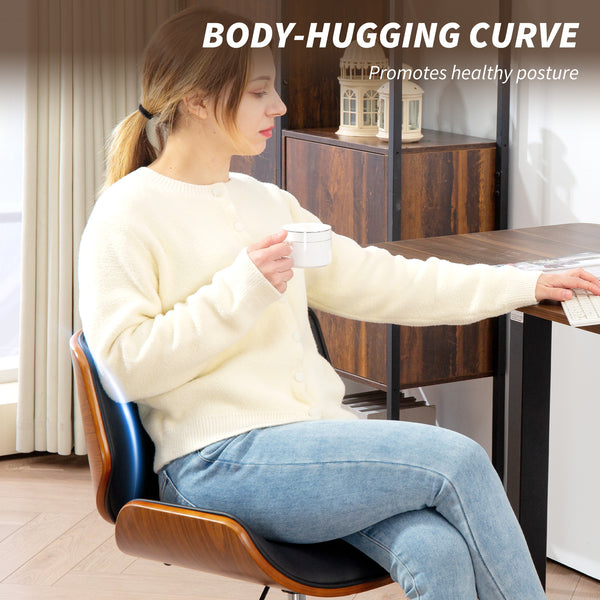 Chaise de bureau moderne sans accoudoirs et à roulettes avec revêtement en similicuir, bois courbé