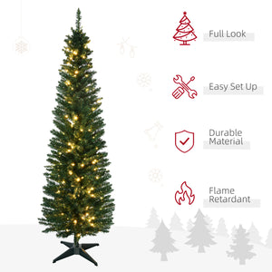 Sapin de Noël artificiel vert pré-éclairé de 6 pieds avec lumières LED blanc chaud