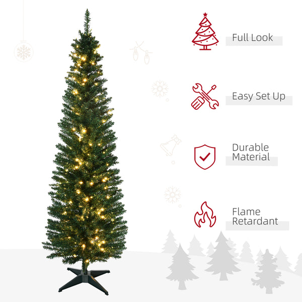 Sapin de Noël artificiel vert pré-éclairé de 6 pieds avec lumières LED blanc chaud