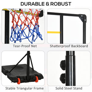 Panier de basket portable, hauteur réglable de 1,80 m à 2,10 m, avec roulettes