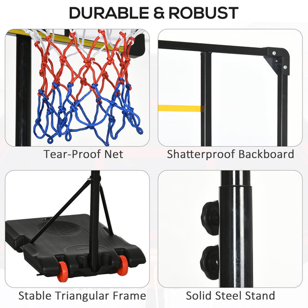 Panier de basket portable, hauteur réglable de 1,80 m à 2,10 m, avec roulettes
