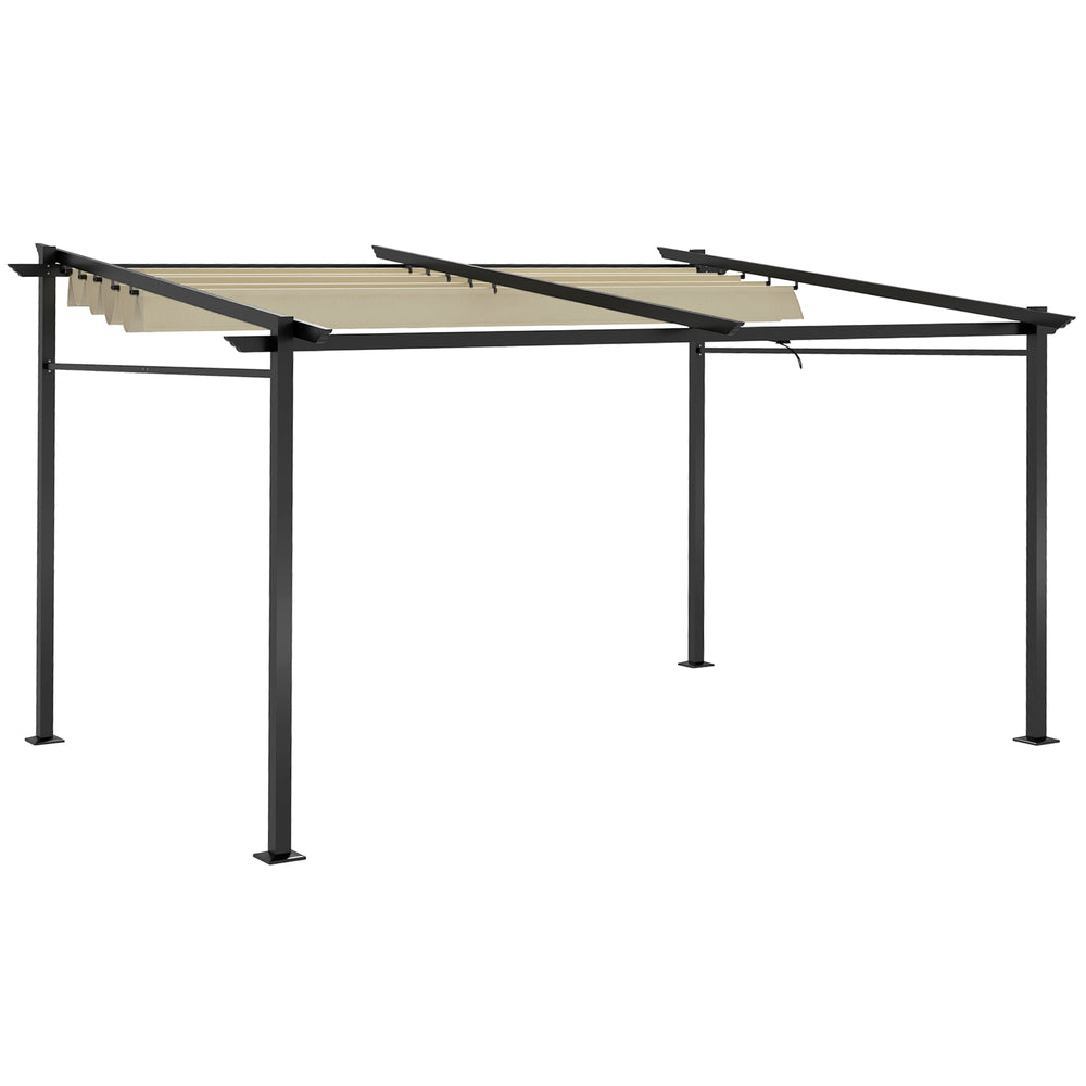 Pergola métallique 10 x 13 avec toit coulissant et rétractable, beige