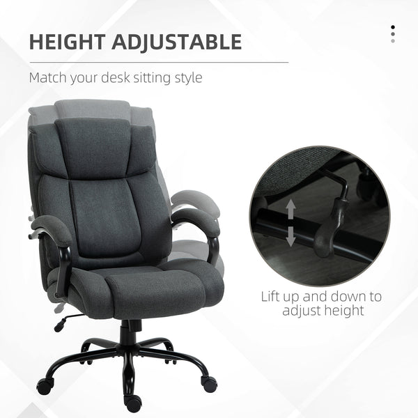 Chaise de bureau grande capacité avec assise large, ressorts ensachés et fonction bascule – Gris charbon